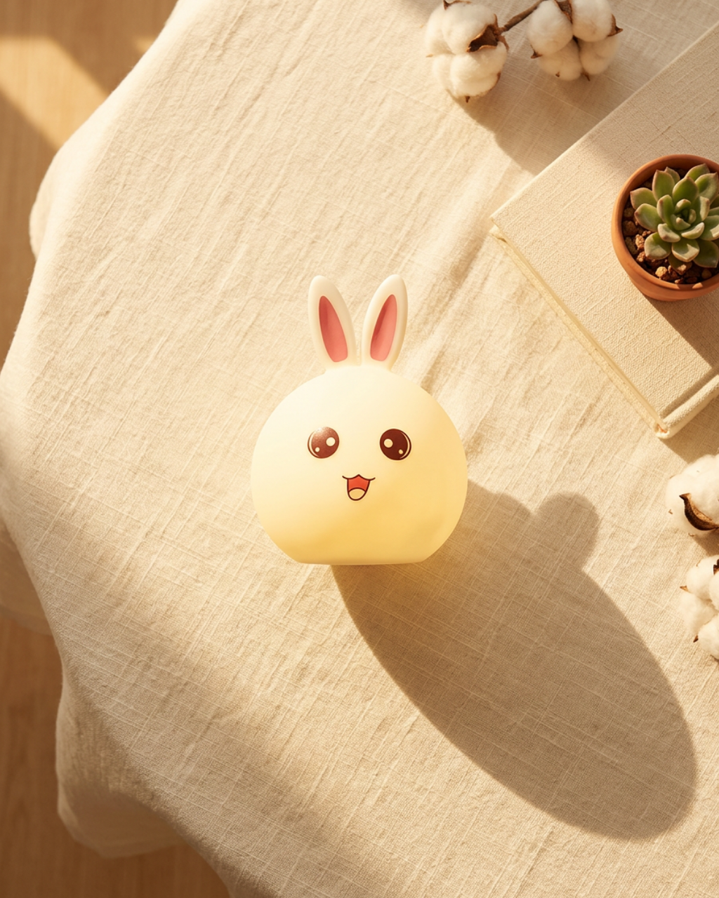 Cute Bunny Night Light – Silicone LED Ambient Lamp for Kids &amp; Home Decor
