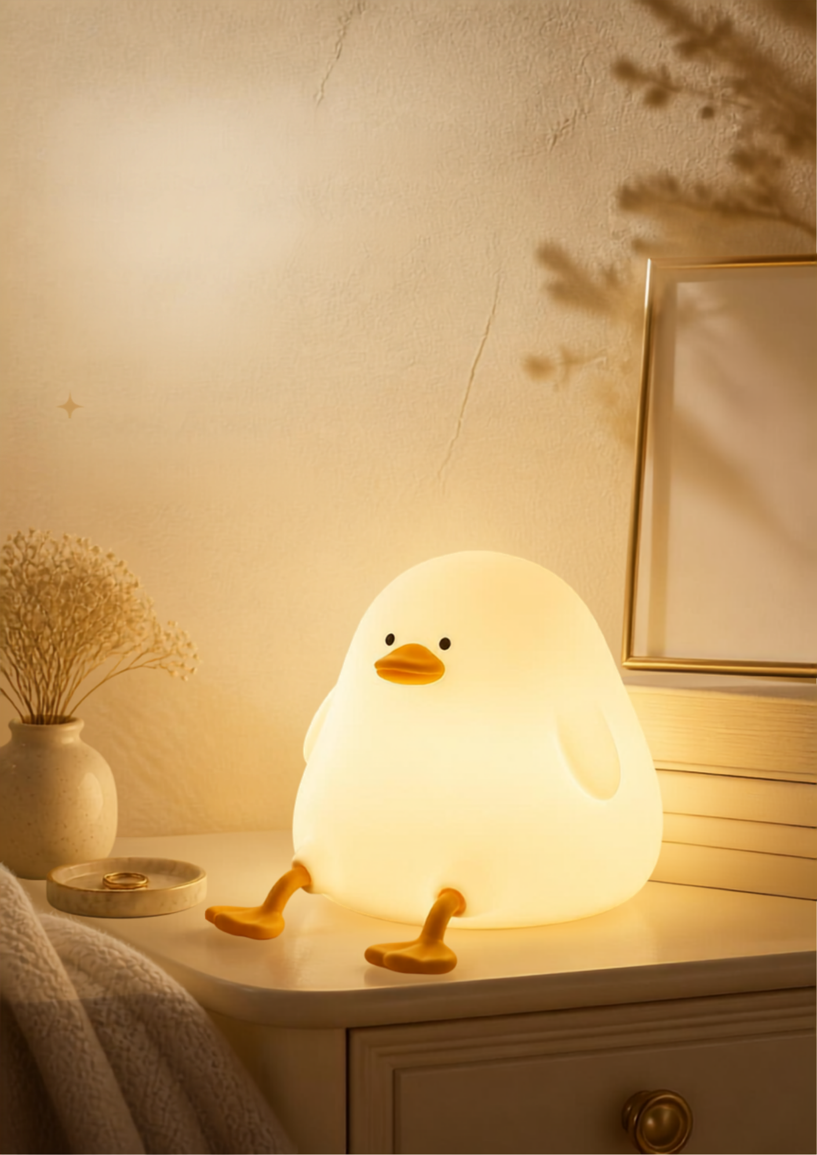 Lazy Sitting Duck Night Light – Squishy Silicone Touch Lamp & Phone Holder