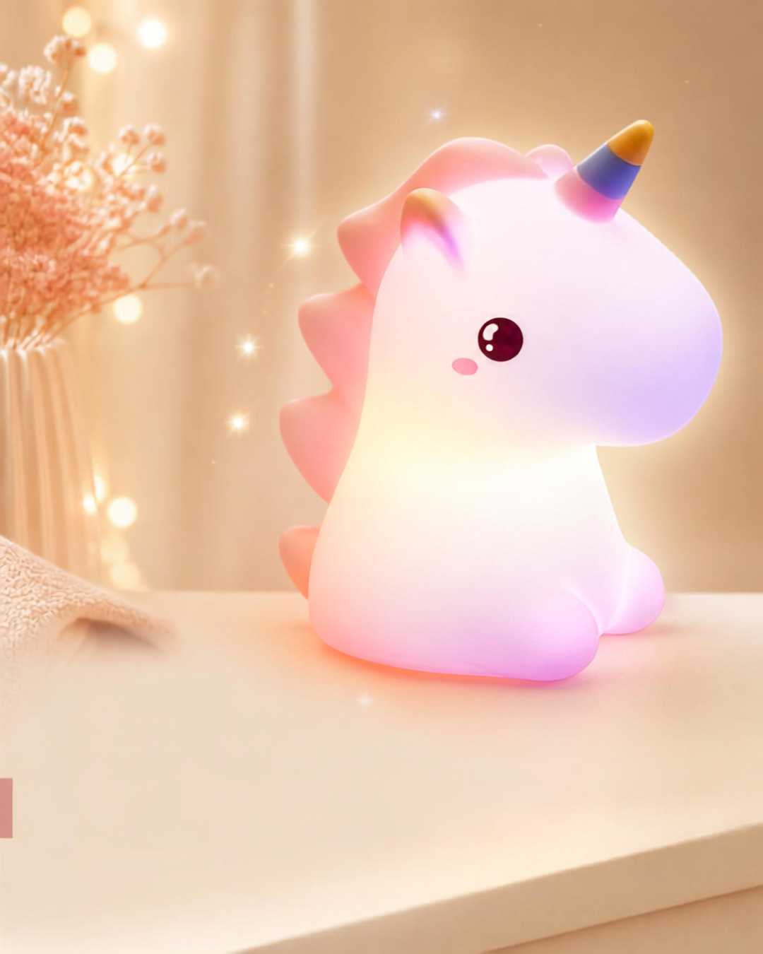 Silicone Unicorn LED Night Light – Squishy Touch-Sensitive RGB Bedside Lamp