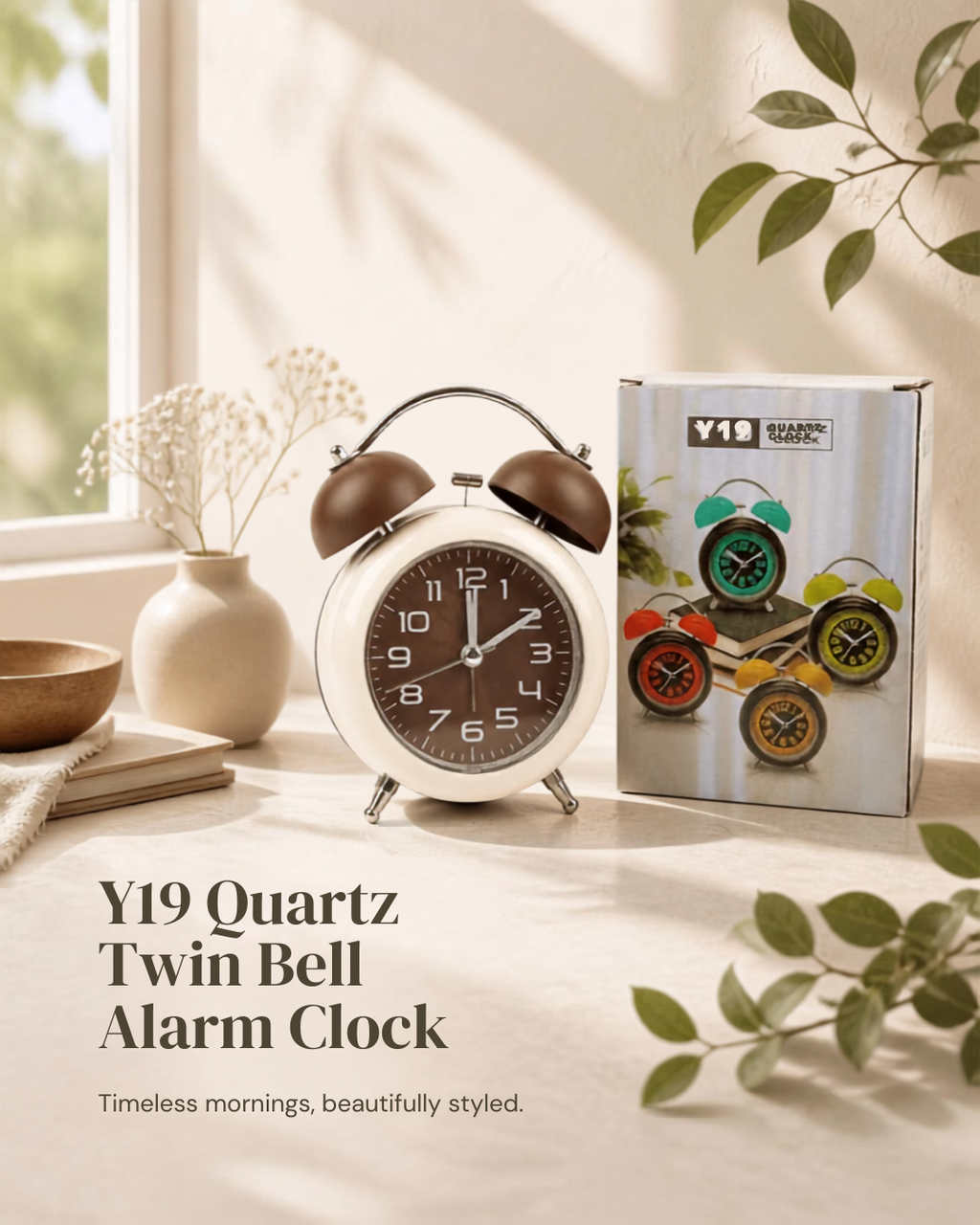 Vintage Twin Bell Alarm Clock – Classic Analog Quartz Clock