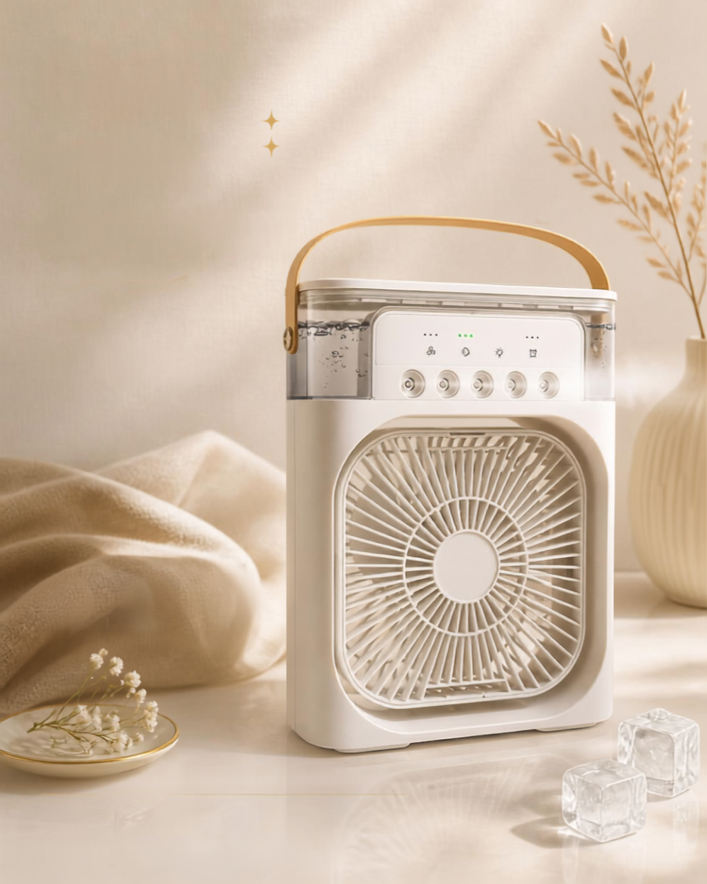 Portable 3-in-1 Desktop Air Cooler – Wireless Evaporative Humidifier & Misting Fan