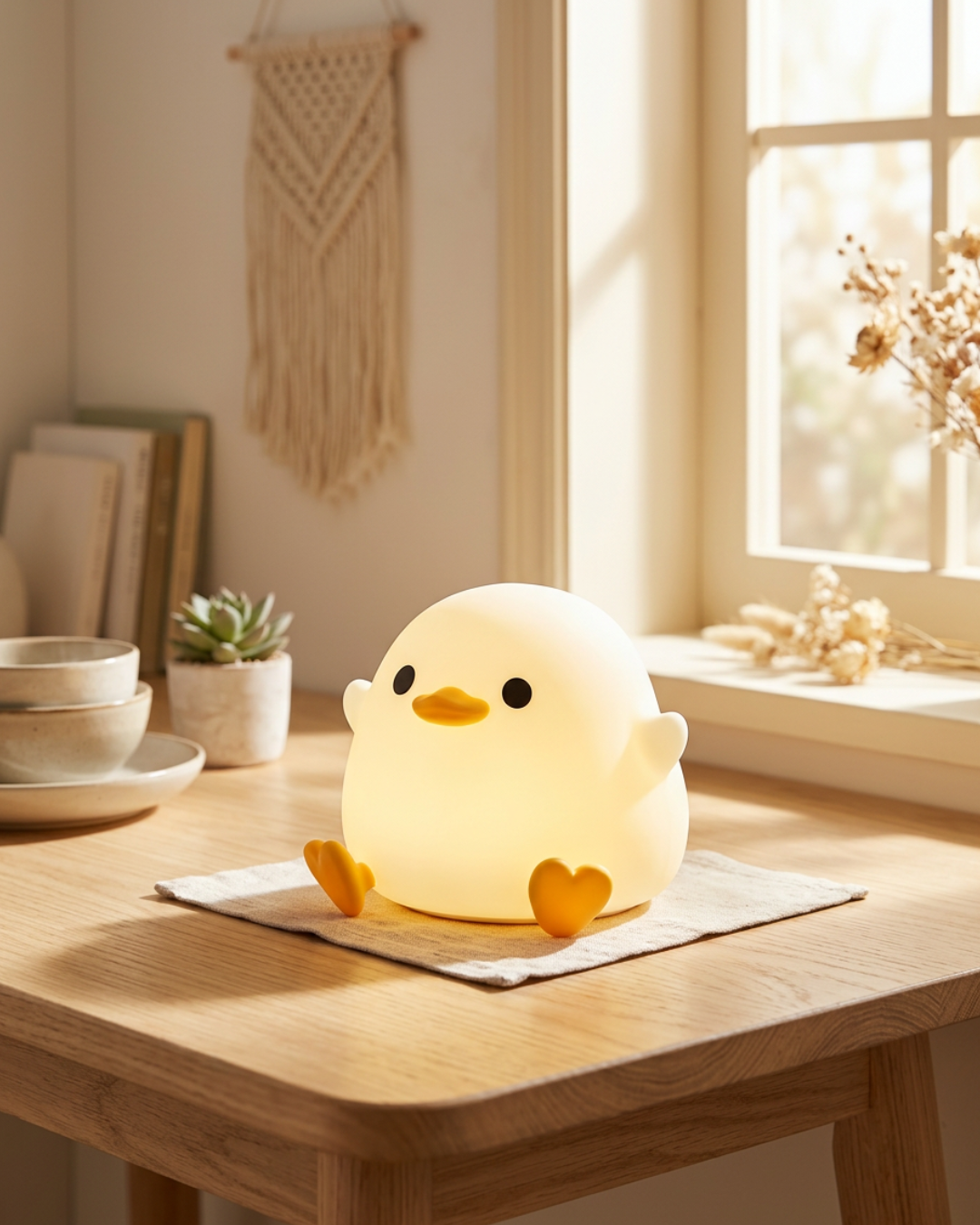 Cute Chubby Duck Night Light – Silicone LED Ambient Lamp for Kids &amp; Home Decor