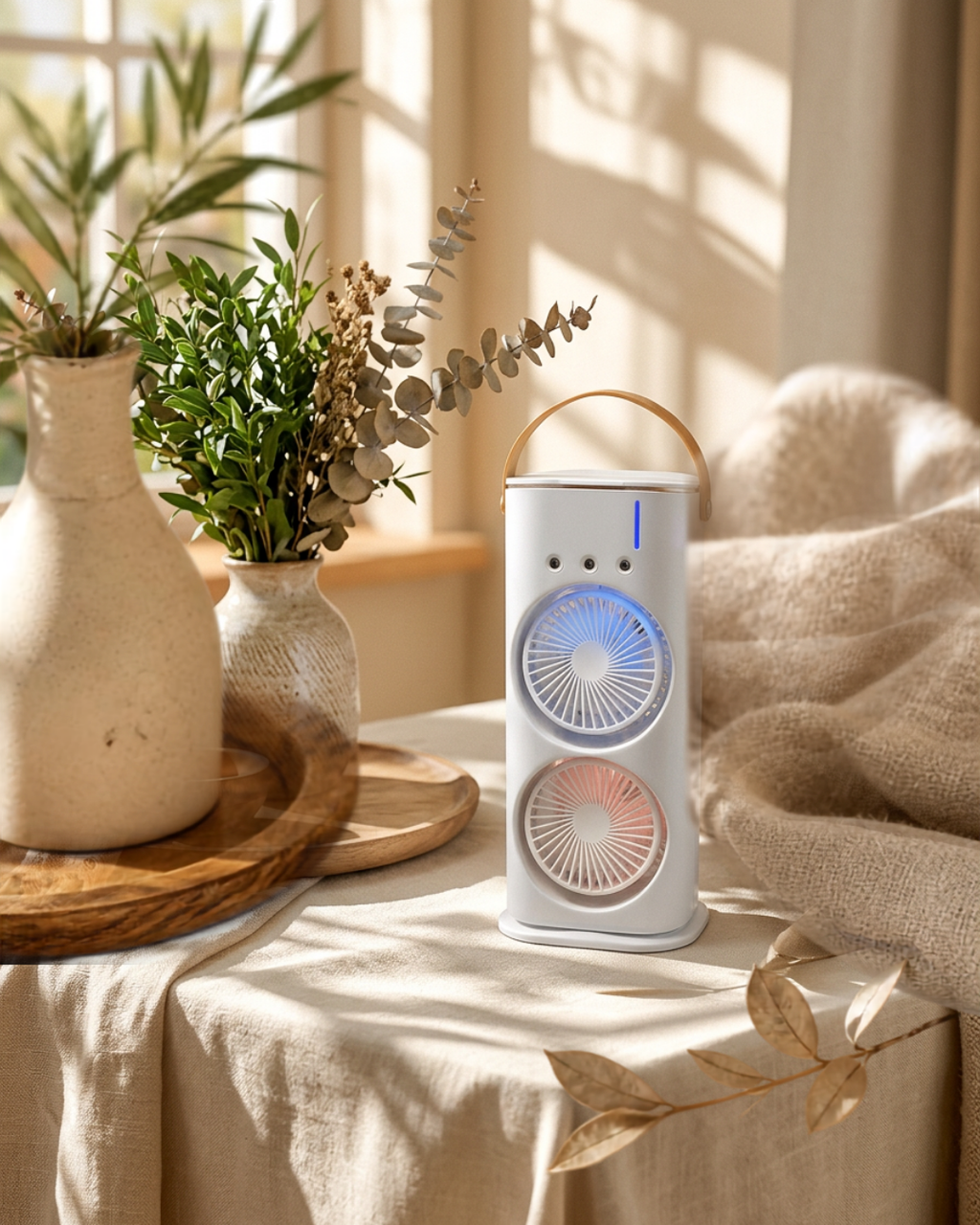 Double-Ended Portable misting Spray Fan with Remote Control