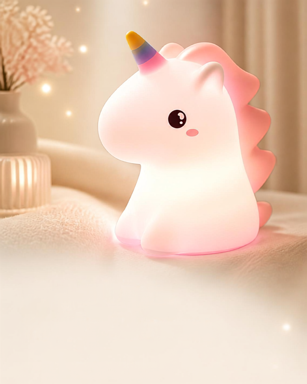 Silicone Unicorn LED Night Light – Squishy Touch-Sensitive RGB Bedside Lamp