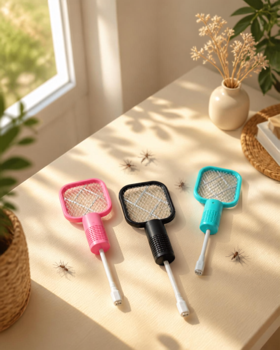 Mini USB Rechargeable Mosquito Racket – 2-in-1 Handheld Fly Zapper & UV Trap