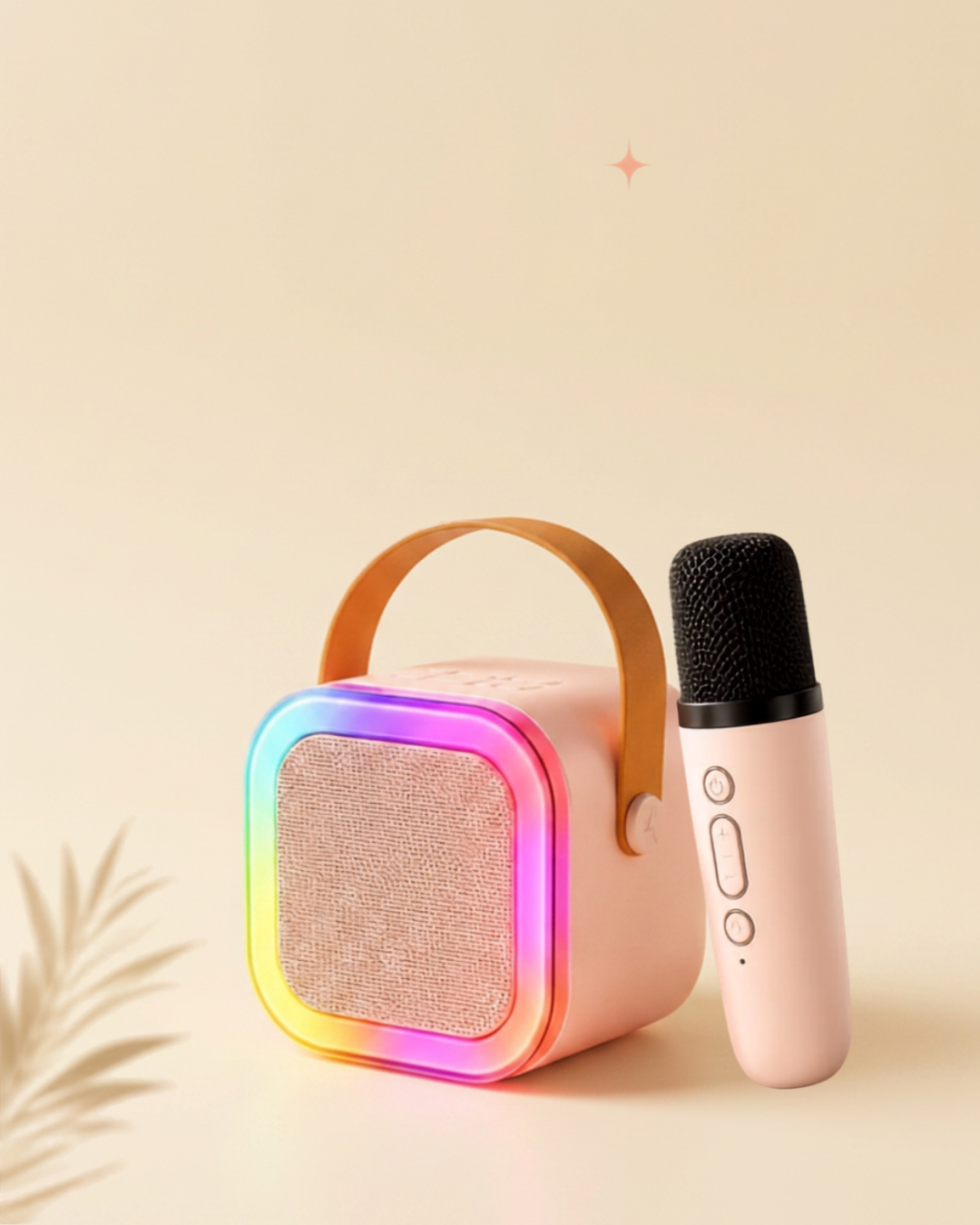 Portable Mini Karaoke Machine – Bluetooth Speaker with Wireless Mic & RGB Lights