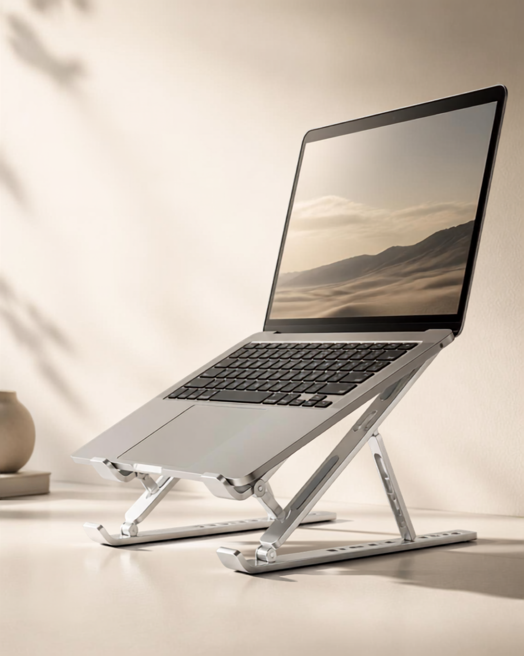 Adjustable Aluminum Laptop Stand – Portable Foldable Ergonomic Riser for All Laptops