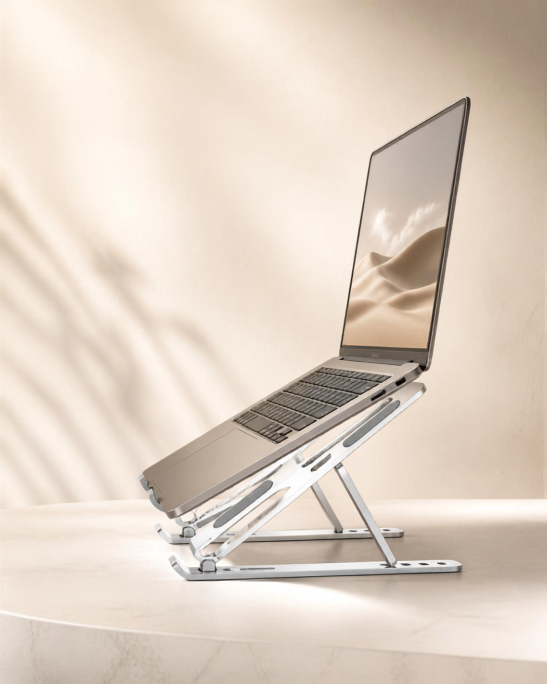 Adjustable Aluminum Laptop Stand – Portable Foldable Ergonomic Riser for All Laptops