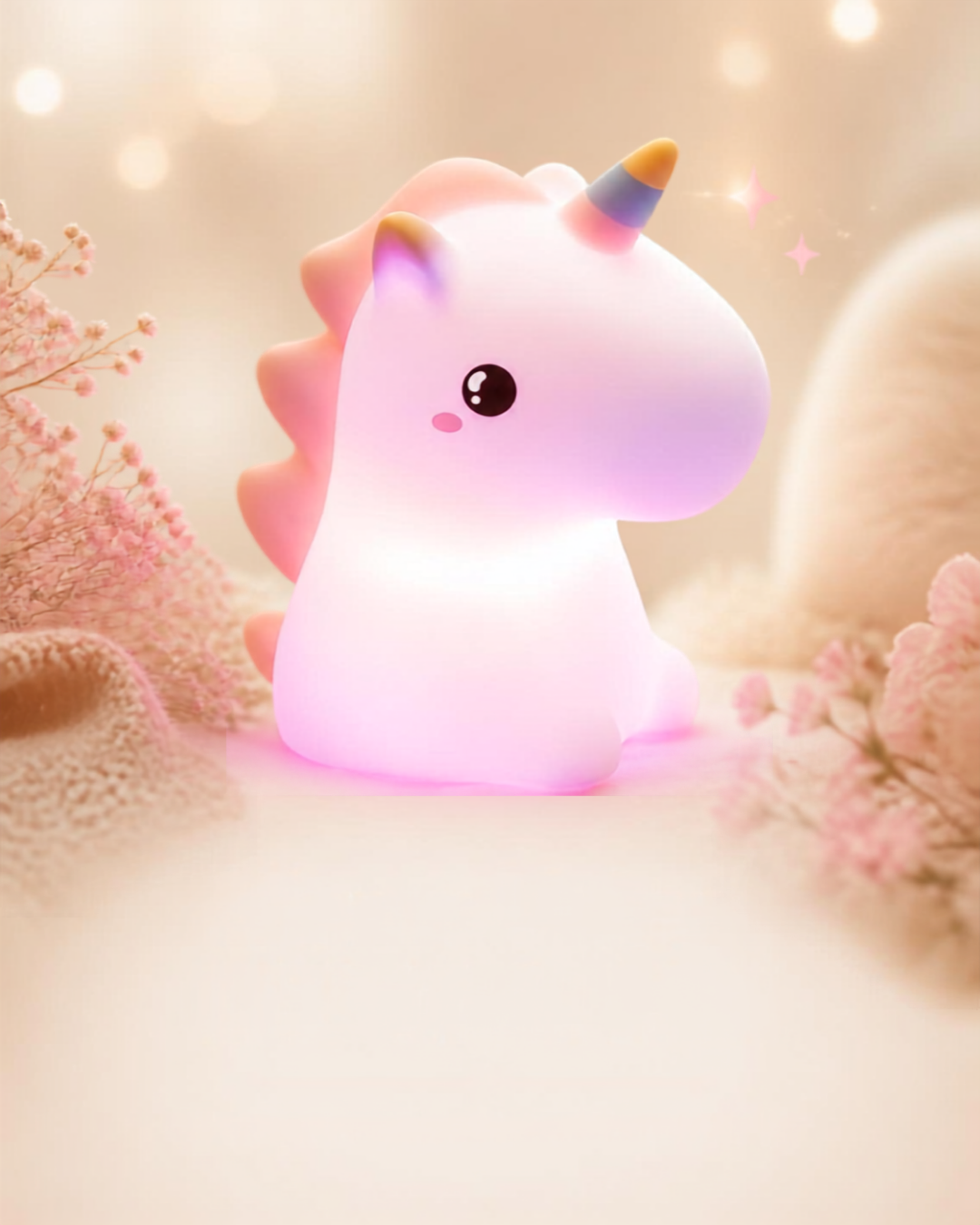 Silicone Unicorn LED Night Light – Squishy Touch-Sensitive RGB Bedside Lamp
