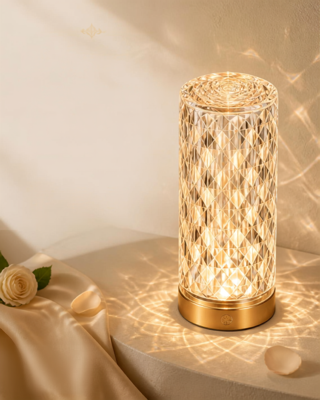 16-Color Rose Diamond Crystal Table Lamp – USB Rechargeable Touch & Remote Control
