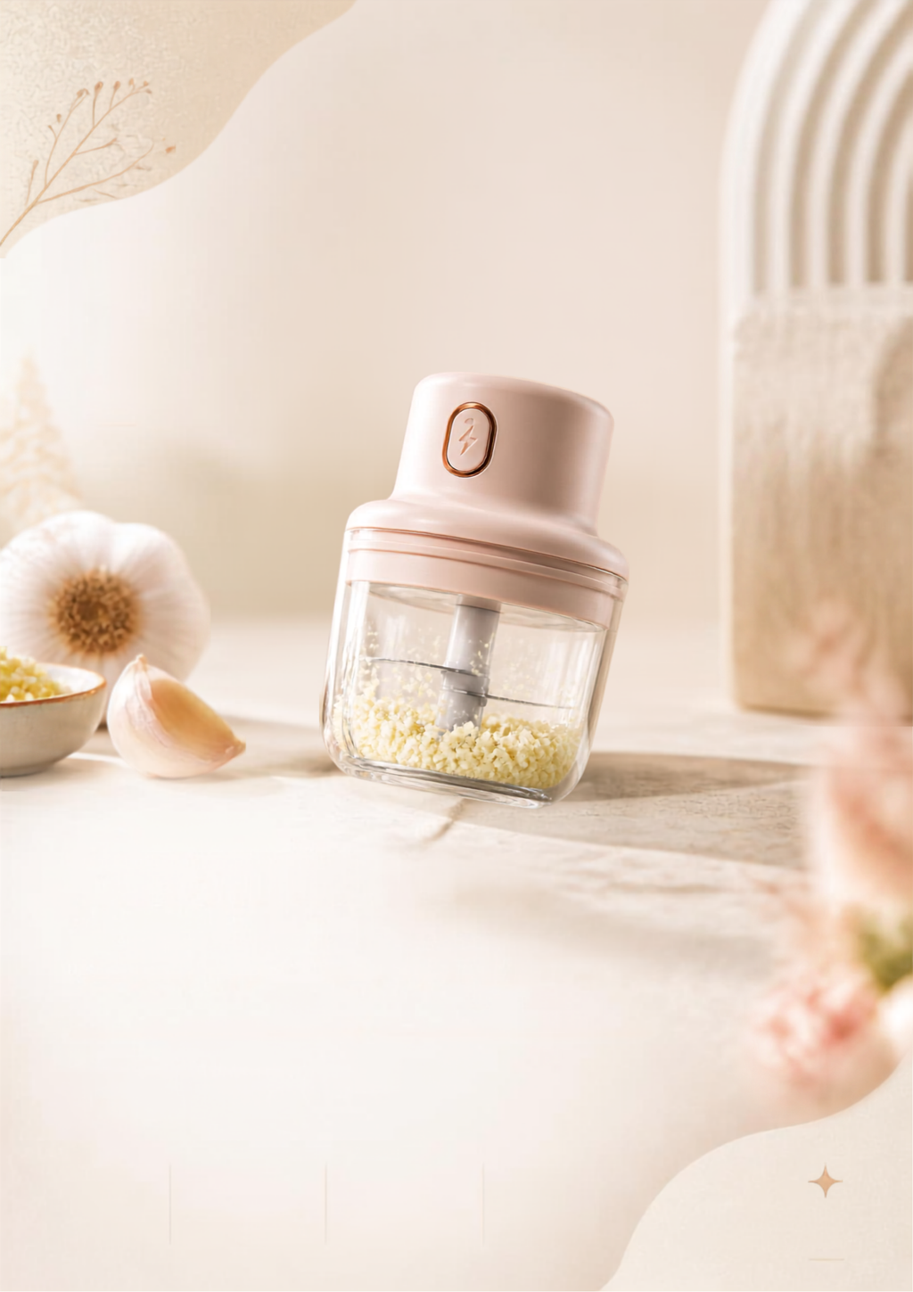 Electric Mini Garlic Chopper – Portable Wireless Food Processor & Vegetable Mincer