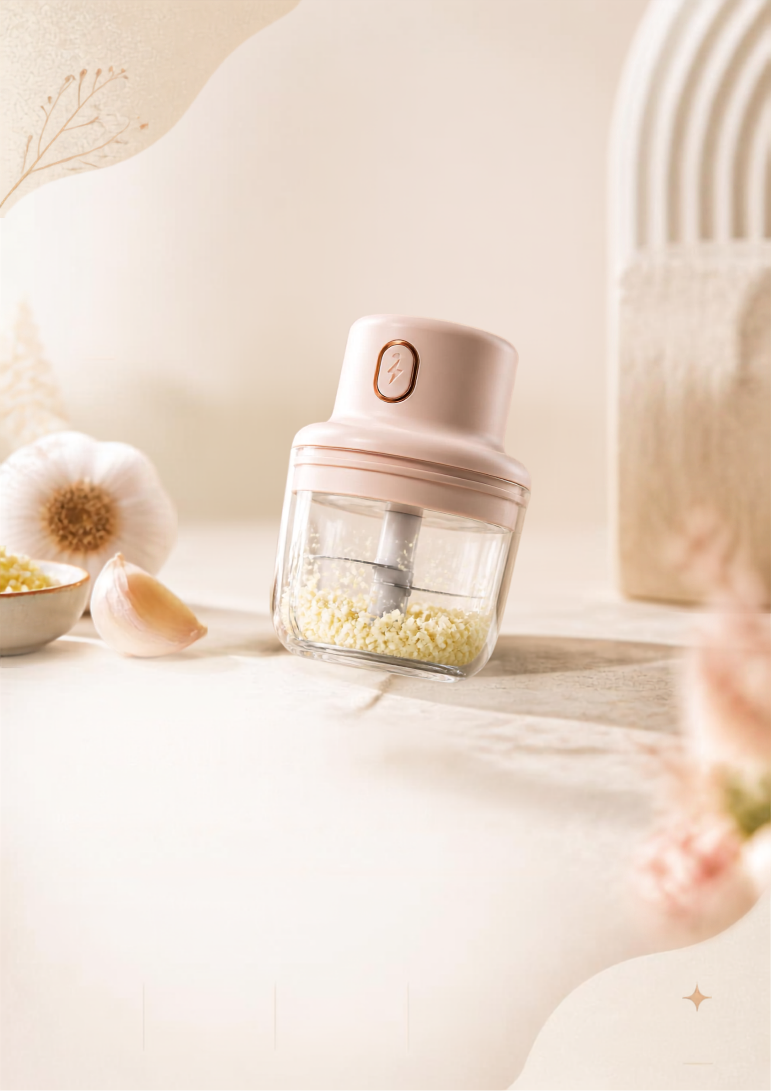 Electric Mini Garlic Chopper – Portable Wireless Food Processor & Vegetable Mincer