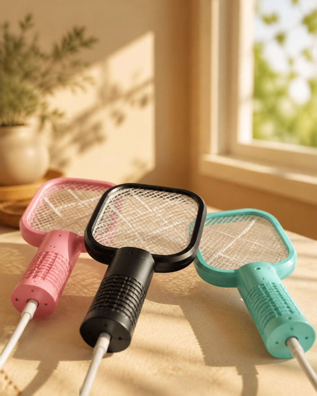 Mini USB Rechargeable Mosquito Racket – 2-in-1 Handheld Fly Zapper & UV Trap