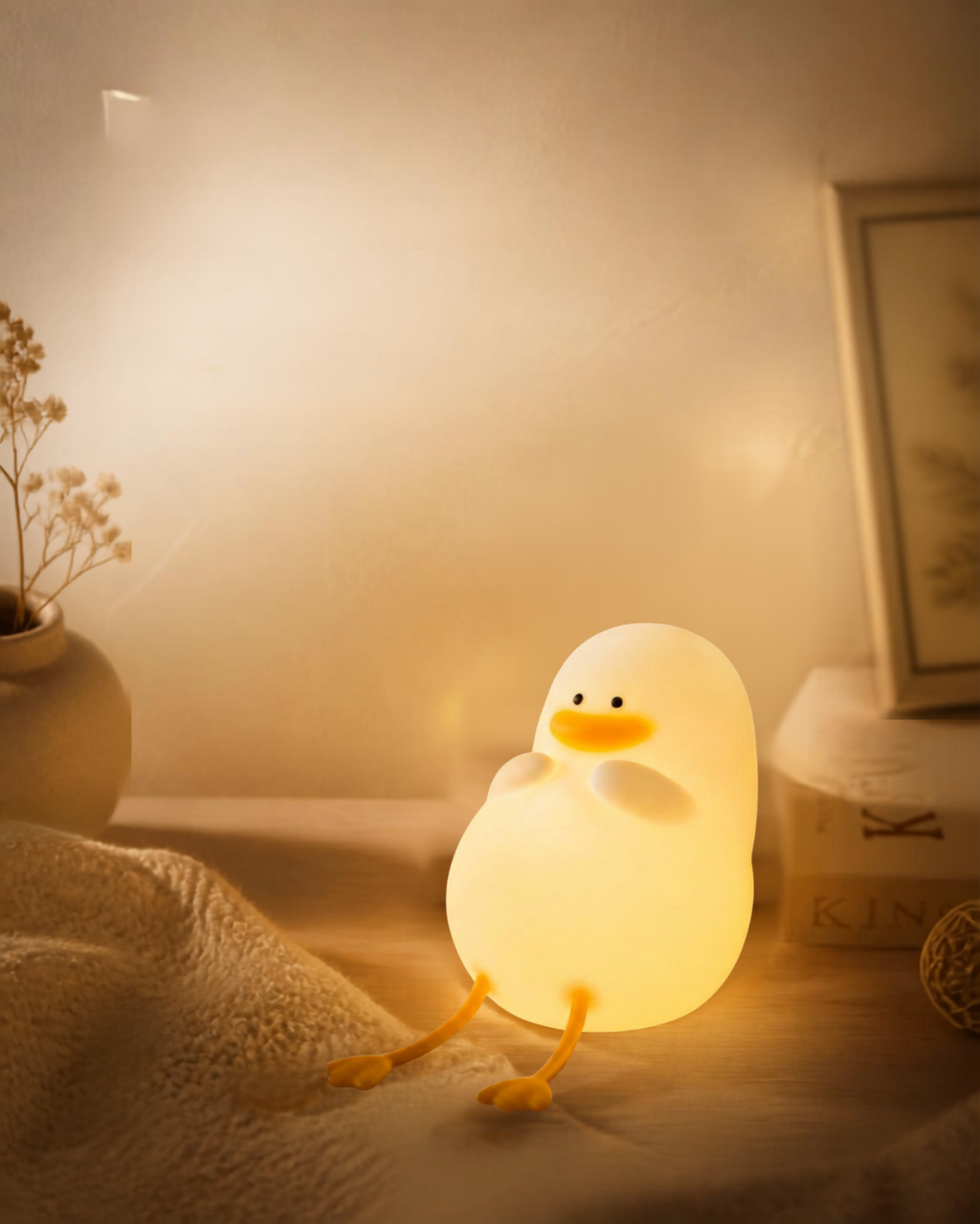 Lazy Sitting Duck Night Light – Squishy Silicone Touch Lamp & Phone Holder