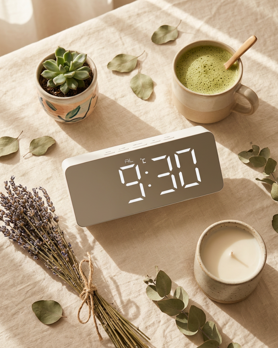 Minimalist LED Mirror Digital Alarm Clock