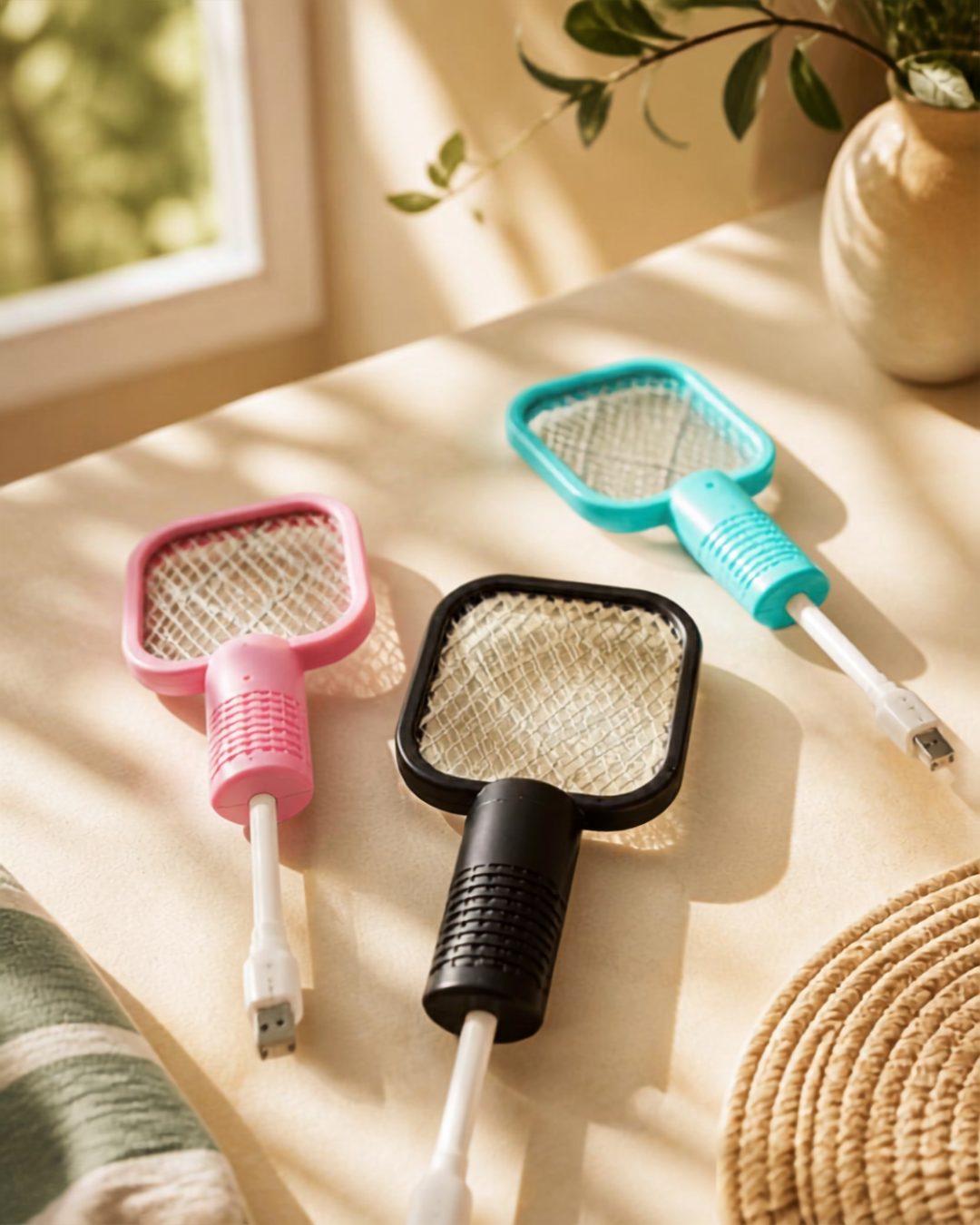 Mini USB Rechargeable Mosquito Racket – 2-in-1 Handheld Fly Zapper & UV Trap