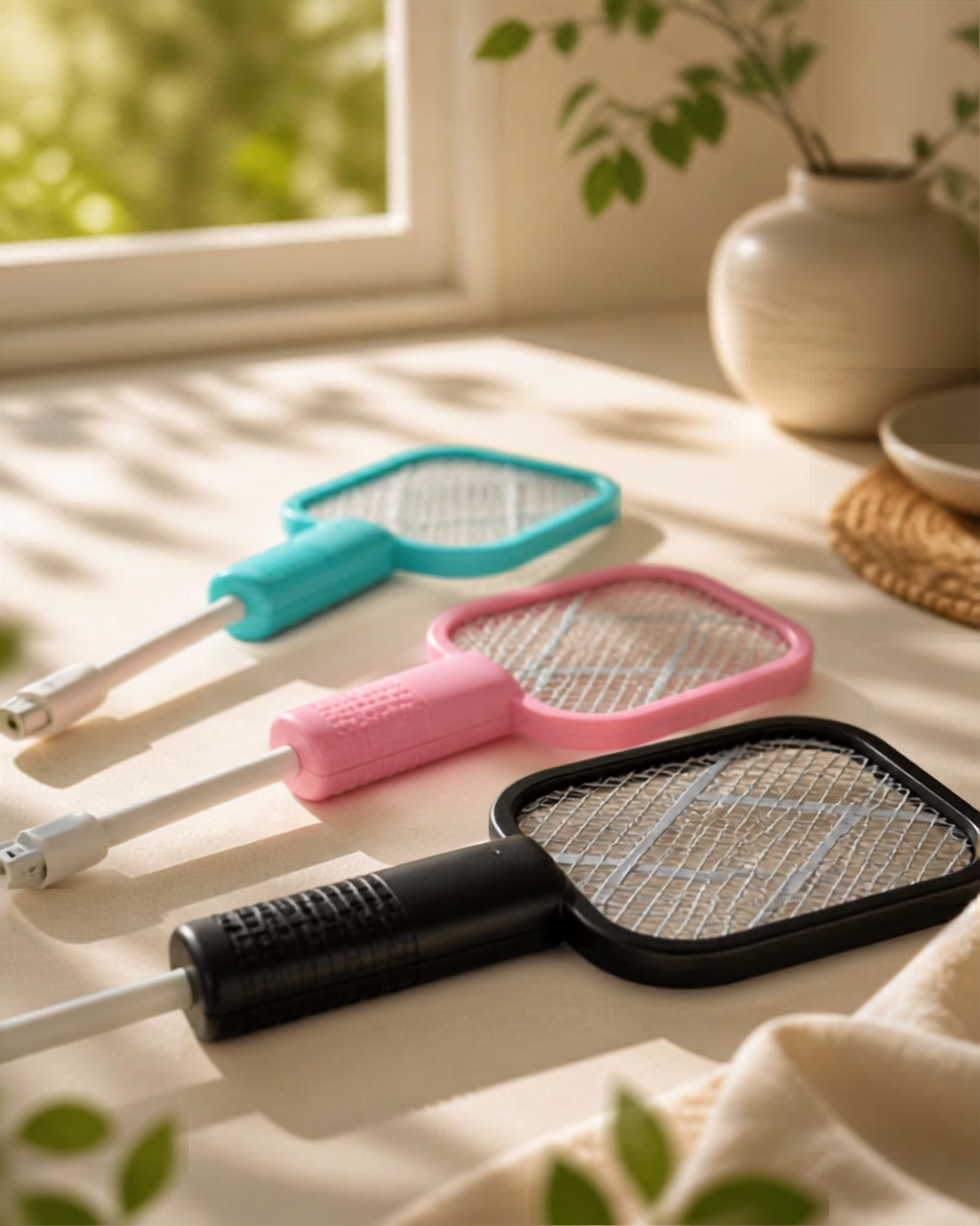 Mini USB Rechargeable Mosquito Racket – 2-in-1 Handheld Fly Zapper & UV Trap