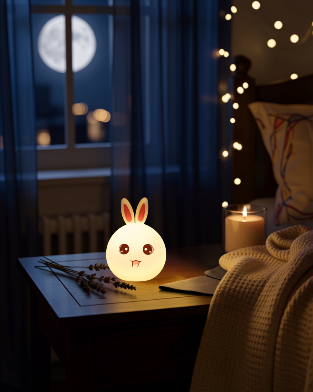 Cute Bunny Night Light – Silicone LED Ambient Lamp for Kids &amp; Home Decor