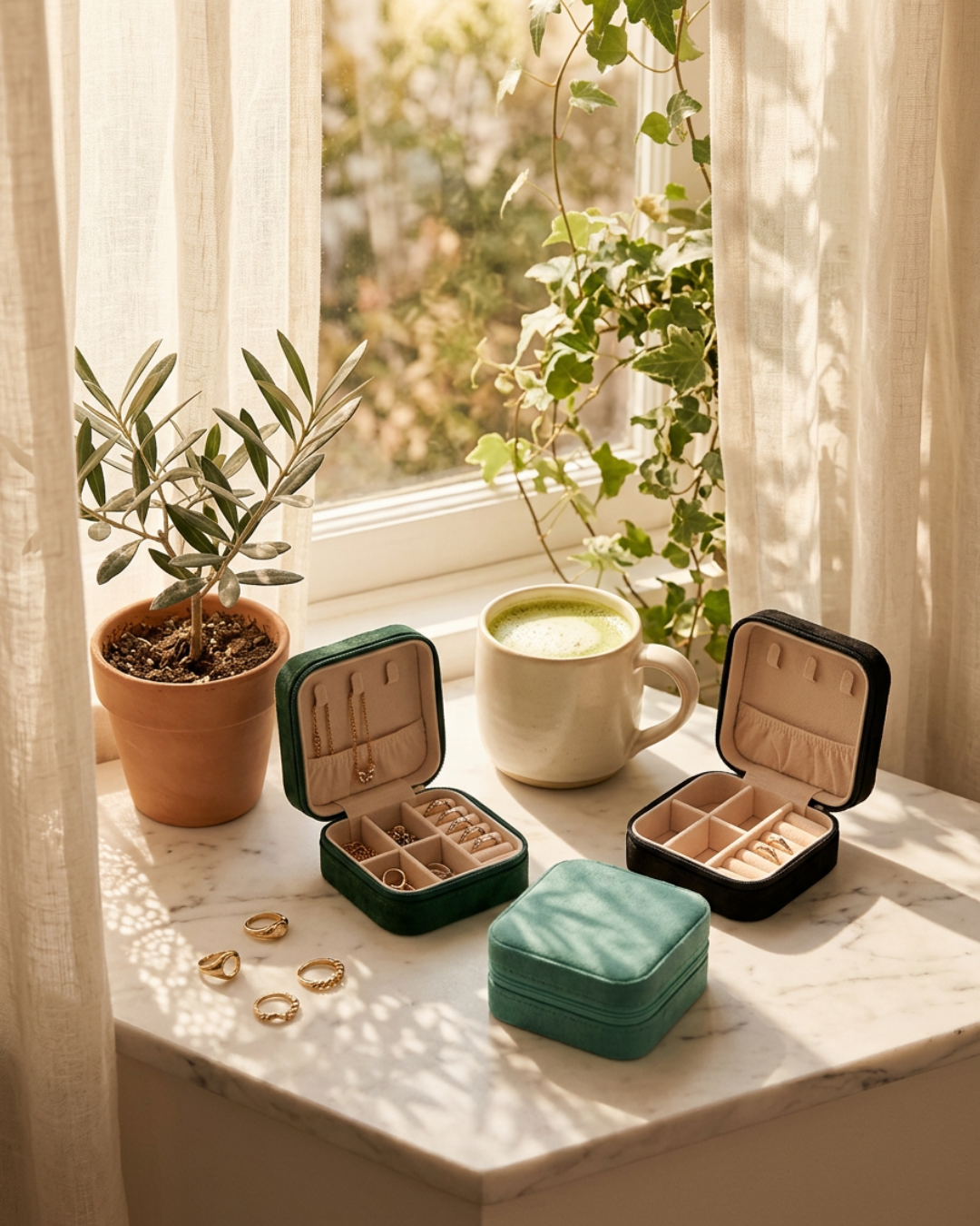 Premium Portable Travel Jewelry Organizer Storage Box