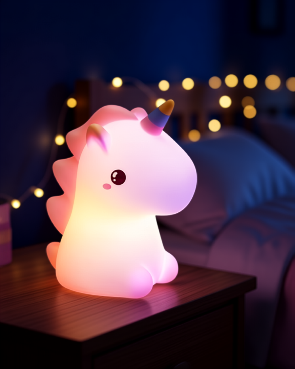 Silicone Unicorn LED Night Light – Squishy Touch-Sensitive RGB Bedside Lamp