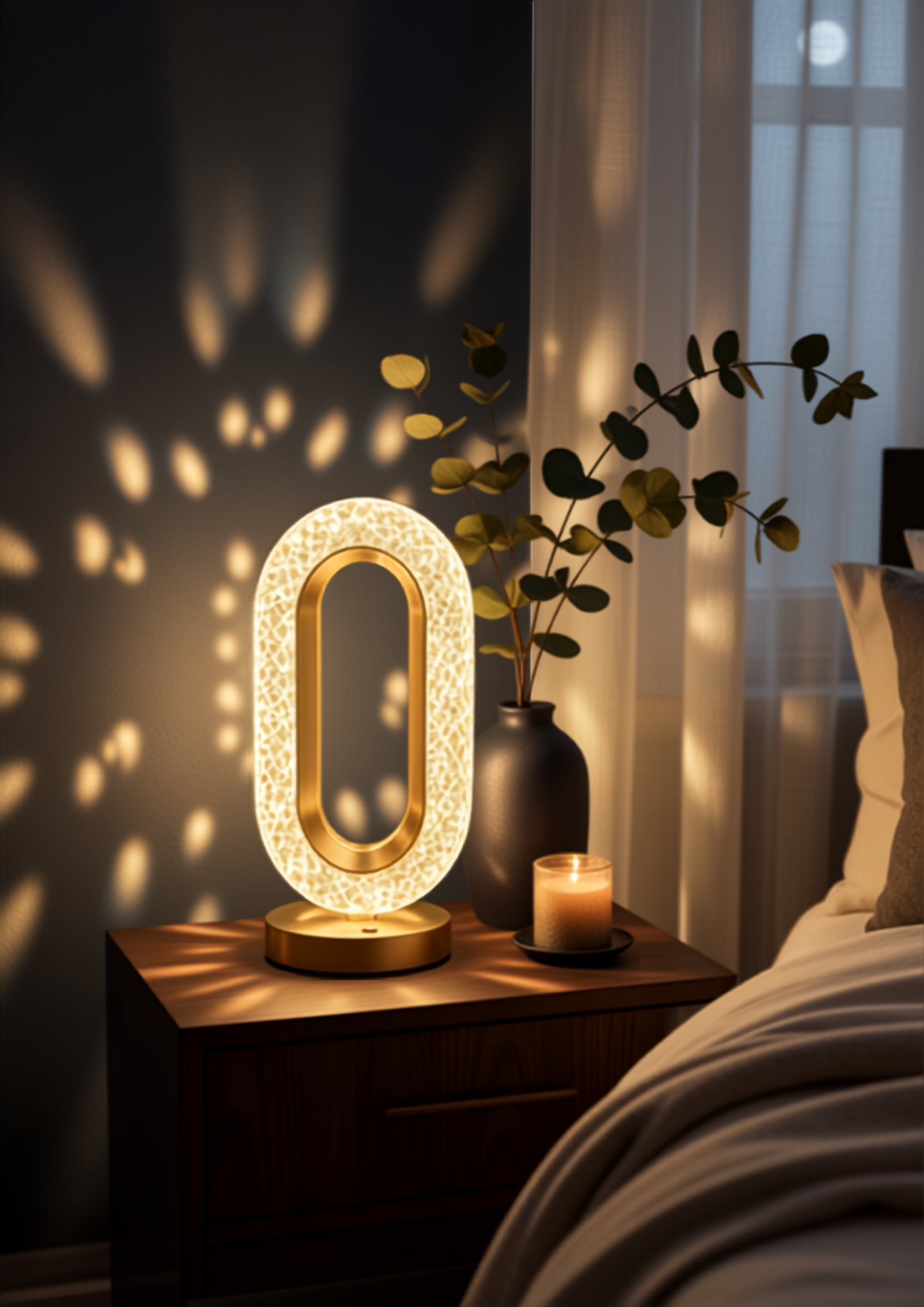 Premium Oval Crystal Halo LED Table Lamp – 3-Mode Dimmable Luxury Ambiance Light