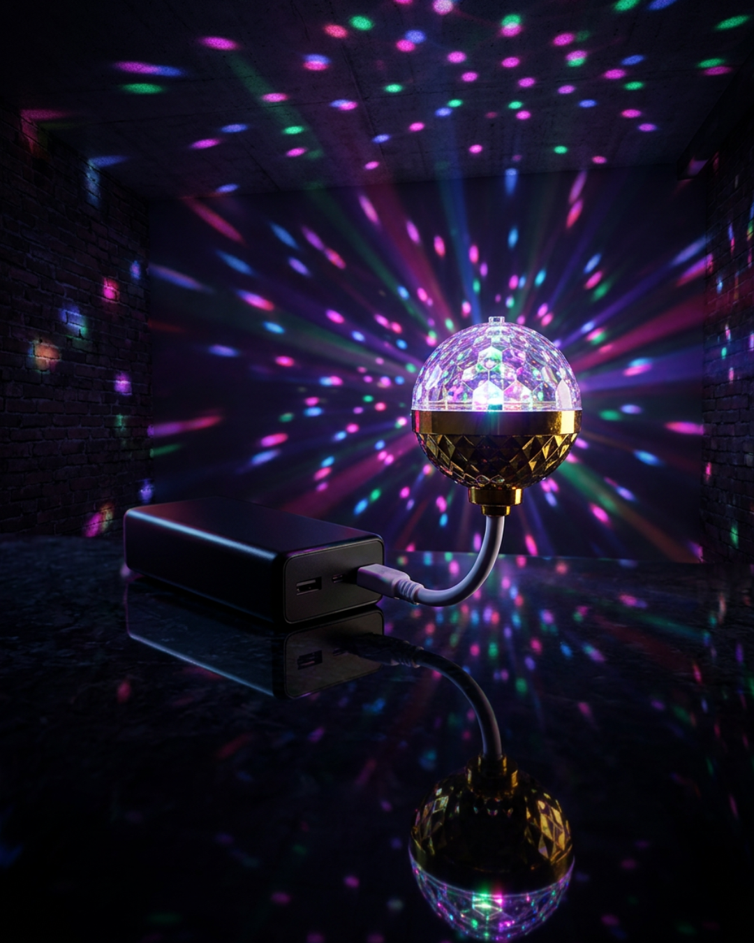 Mini USB Rotating RGB Disco Ball Party Light