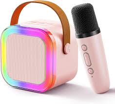 Portable Mini Karaoke Machine – Bluetooth Speaker with Wireless Mic & RGB Lights